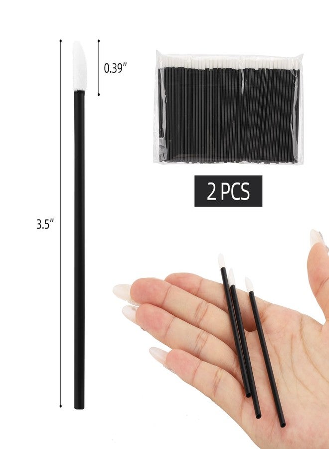 Tbestmax 200 Pcs Lip Wands Applicators, Disposable Lipstick Lint Free Brush Makeup Gloss Wands, Makeup Applicator Beauty Tool Kits Black - Image 2